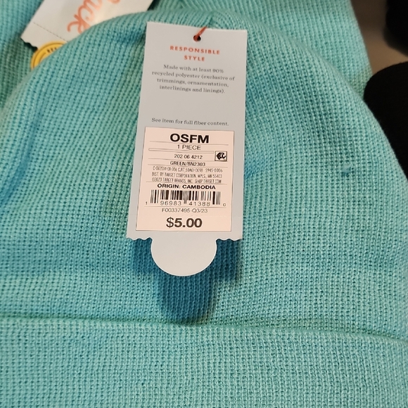 Cat & Jack Turquoise Beanie and Black Gloves Set - Picture 3 of 3